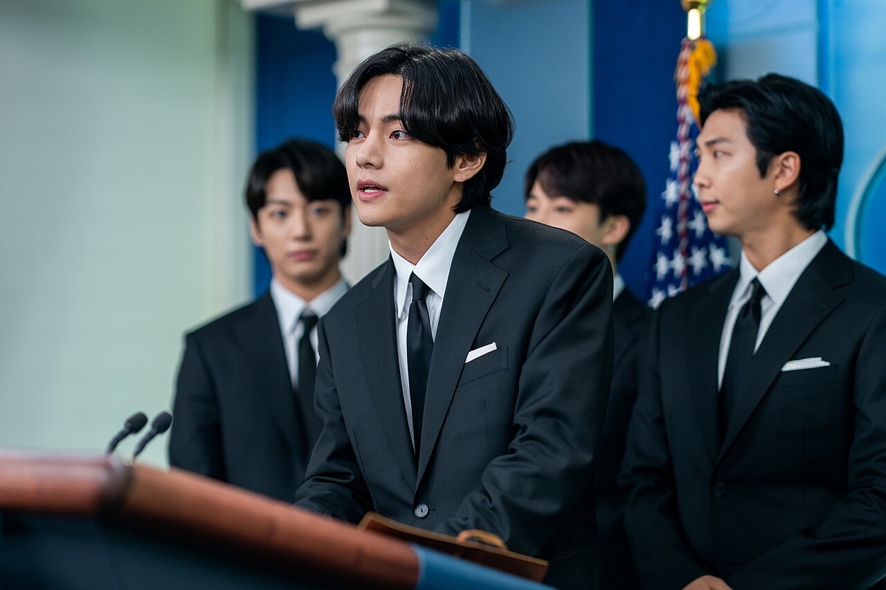 V of BTS speaking at a White House press briefing, 31 May 2022